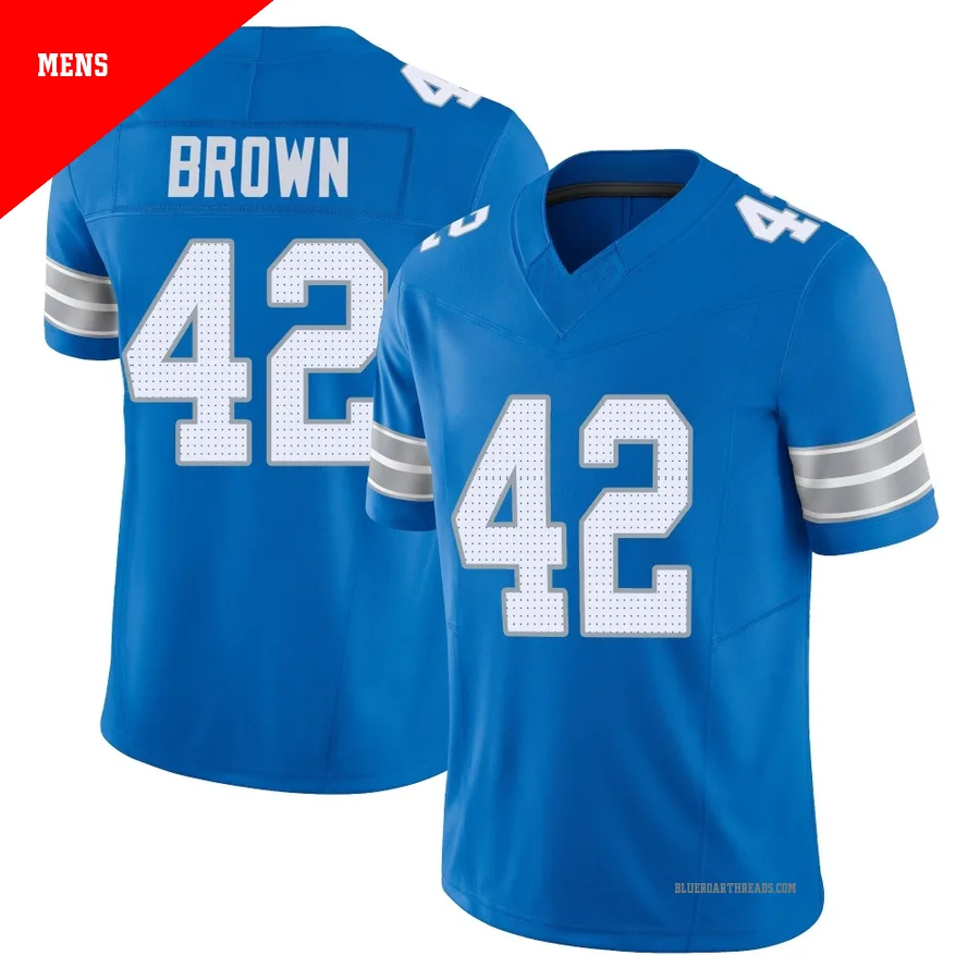 Men's Aamaris Brown ＃42 Detroit Lions Blue Limited Vapor F.U.S.E. 2nd Jersey