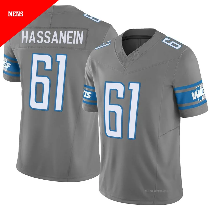 Men's Ahmed Hassanein ＃61 Detroit Lions Limited Silver Vapor F.U.S.E. Jersey