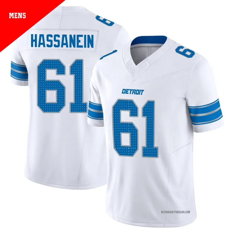 Men's Ahmed Hassanein ＃61 Detroit Lions White Limited Vapor F.U.S.E. 2nd Jersey
