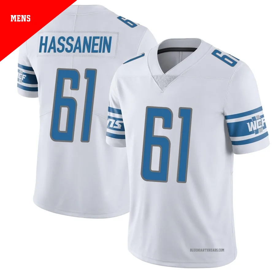 Men's Ahmed Hassanein ＃61 Detroit Lions White Limited Vapor Untouchable Jersey