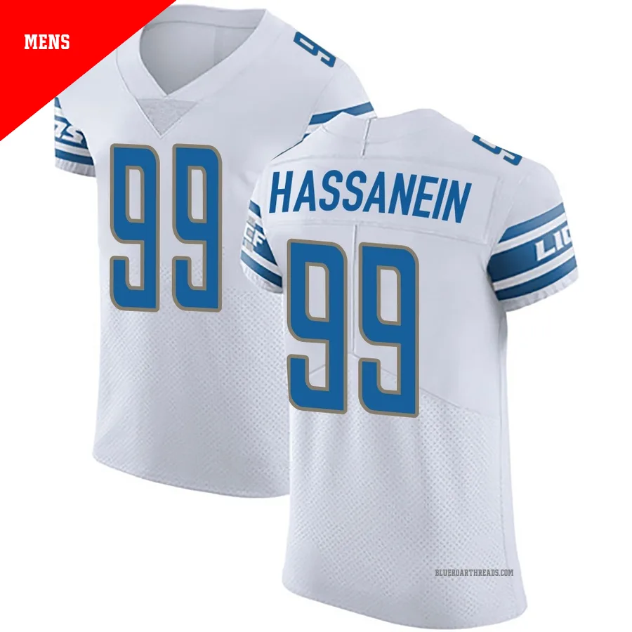 Men's Ahmed Hassanein ＃99 Detroit Lions White Elite Vapor Untouchable Jersey