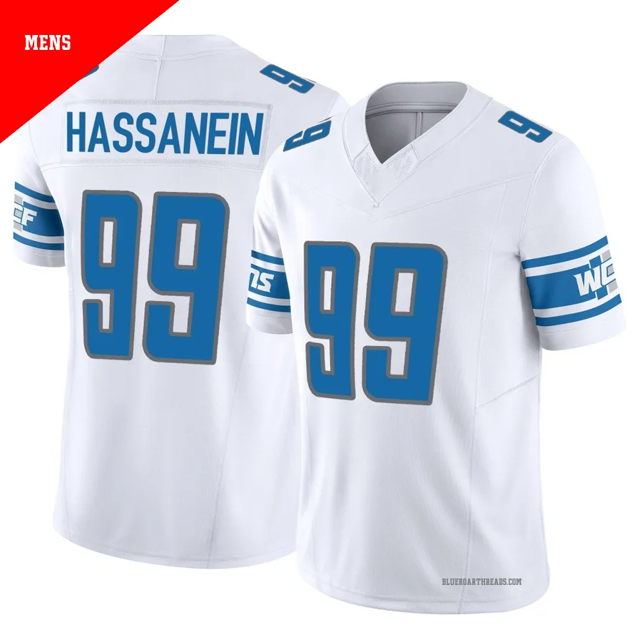 Men's Ahmed Hassanein ＃99 Detroit Lions White Limited Vapor F.U.S.E. Jersey