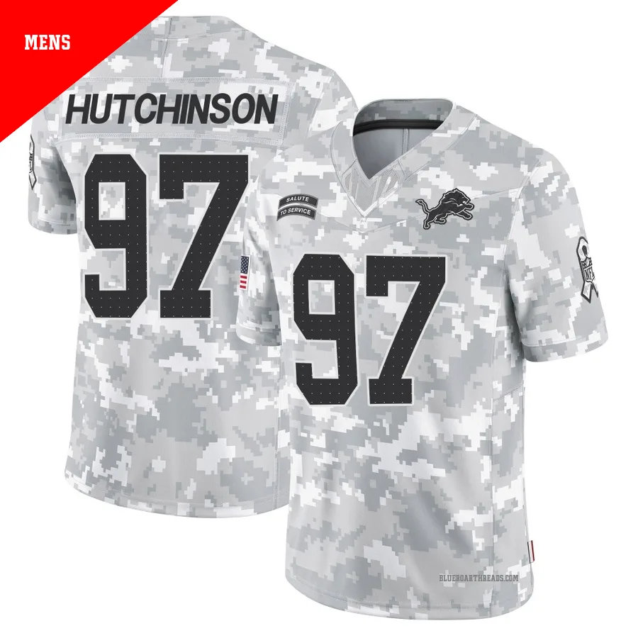 Men's Aidan Hutchinson ＃97 Detroit Lions Arctic Camo Limited 2024 Salute to Service Jersey