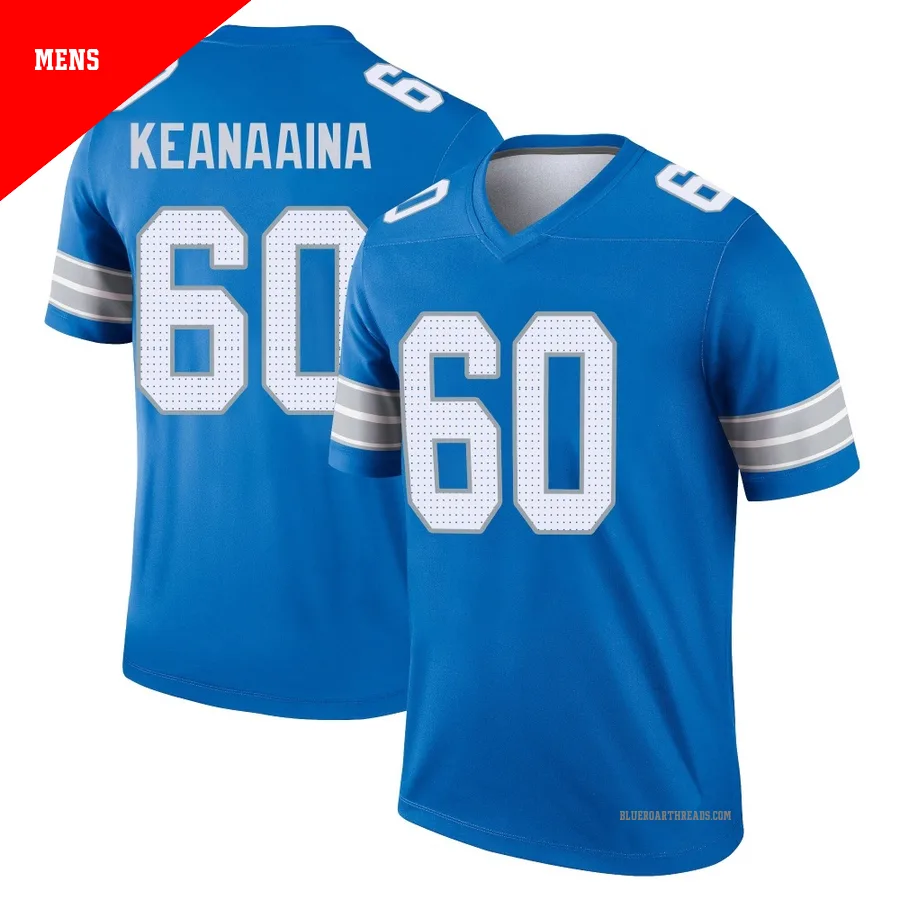 Men's Aidan Keanaaina ＃60 Detroit Lions Blue Legend 2nd Jersey