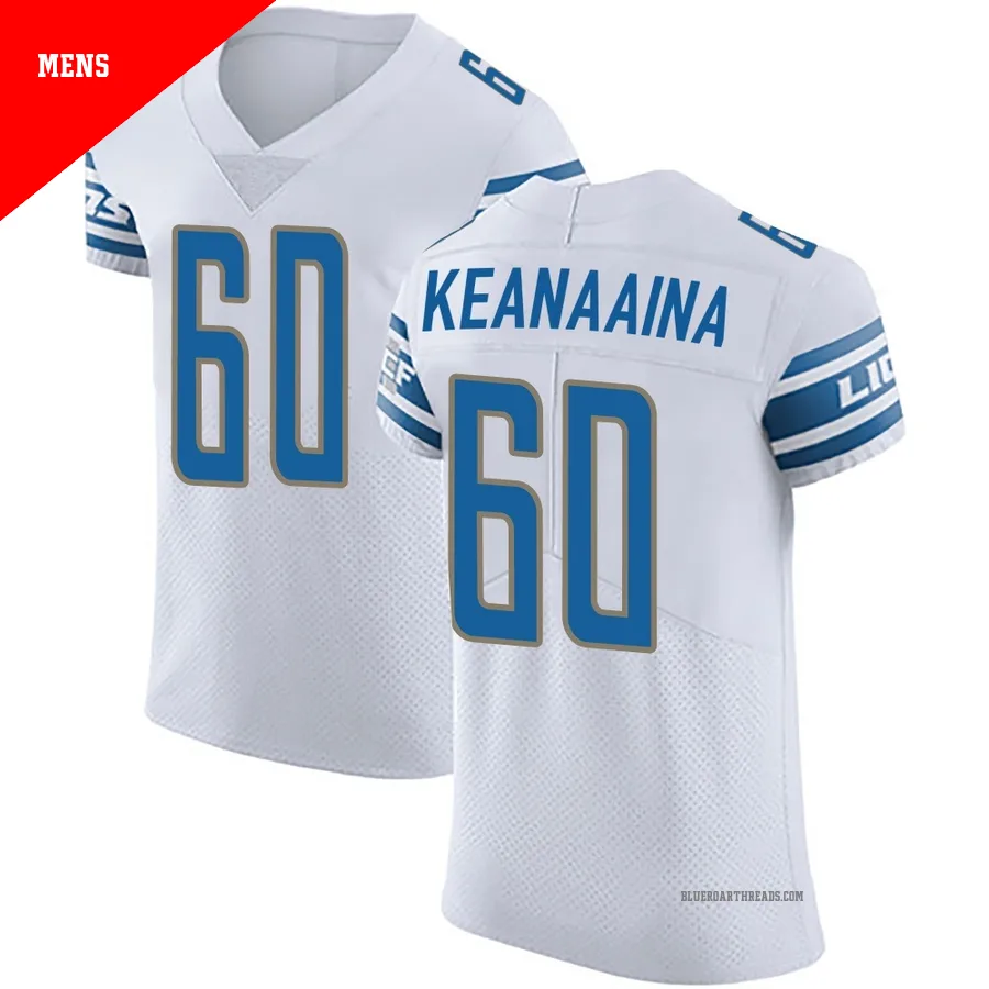 Men's Aidan Keanaaina ＃60 Detroit Lions White Elite Vapor Untouchable Jersey