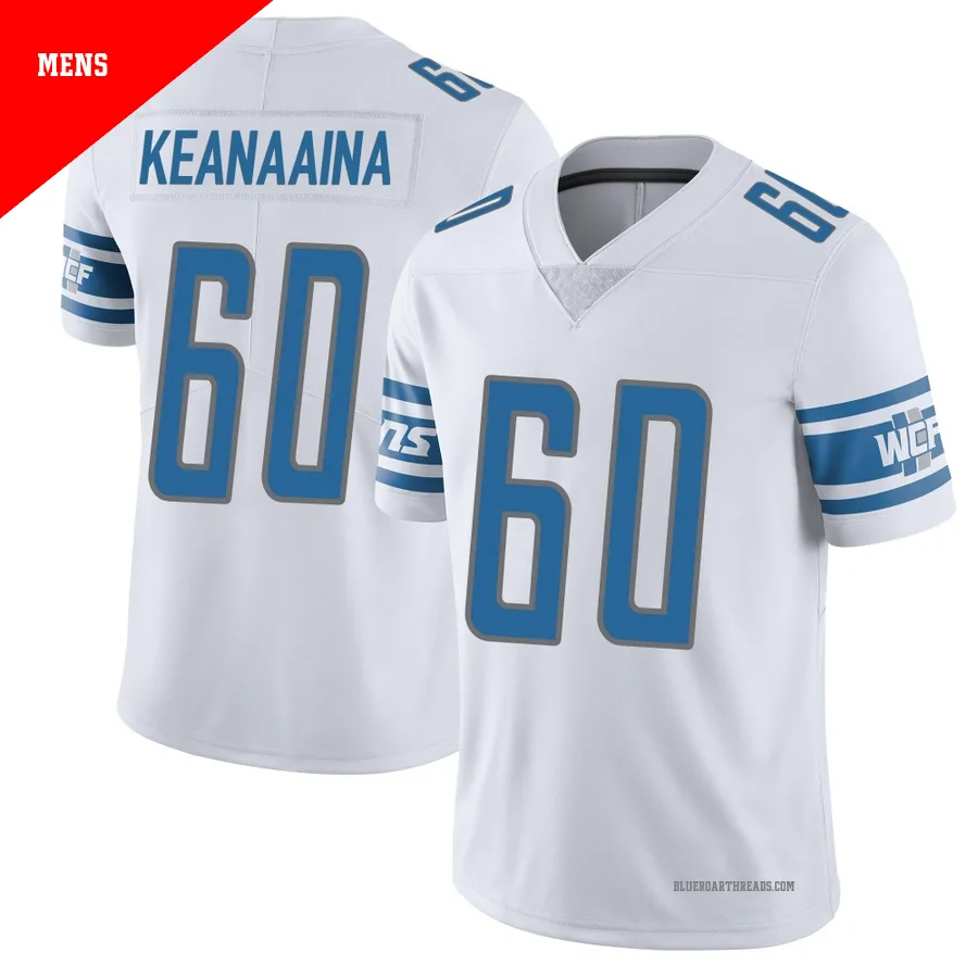 Men's Aidan Keanaaina ＃60 Detroit Lions White Limited Vapor Untouchable Jersey