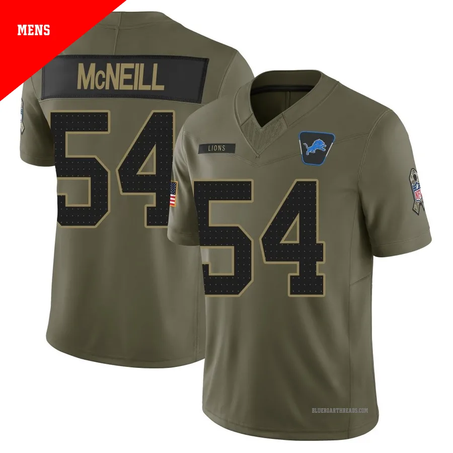 Men's Alim McNeill ＃54 Detroit Lions Olive Limited 2025 Salute to Service Jersey