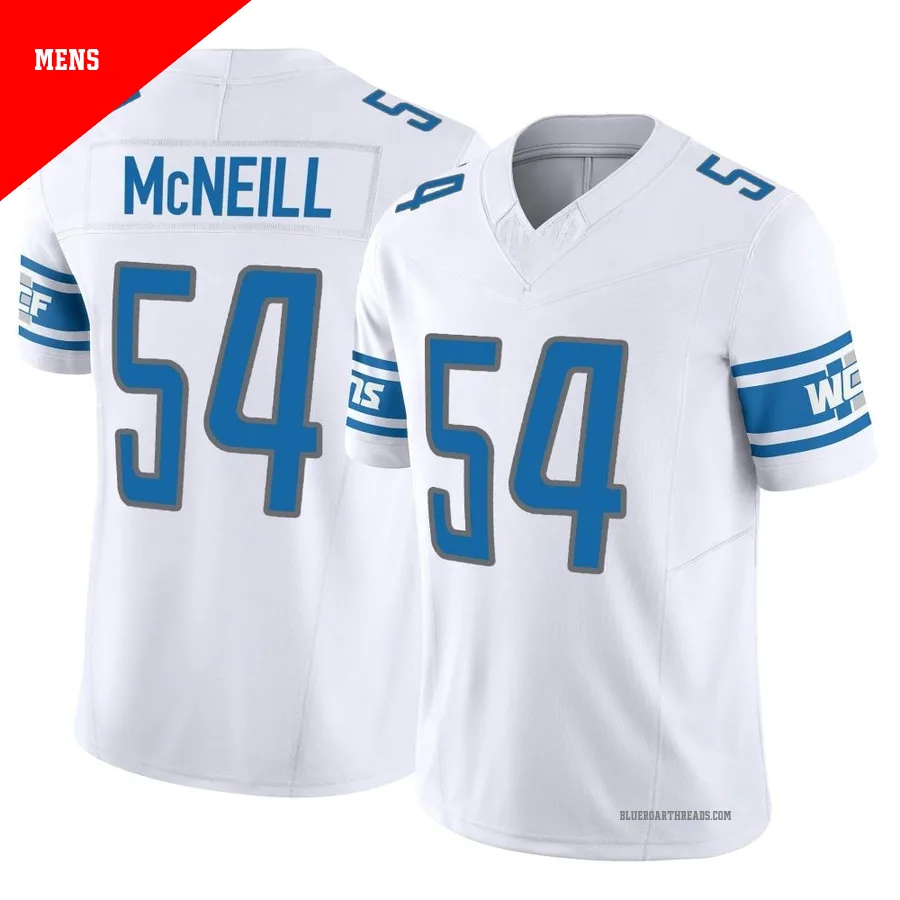 Men's Alim McNeill ＃54 Detroit Lions White Limited Vapor F.U.S.E. Jersey
