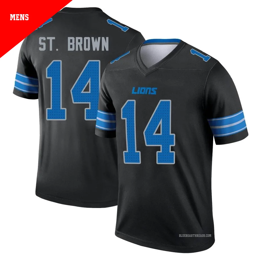 Men's Amon-Ra St. Brown ＃14 Detroit Lions Black Legend Jersey