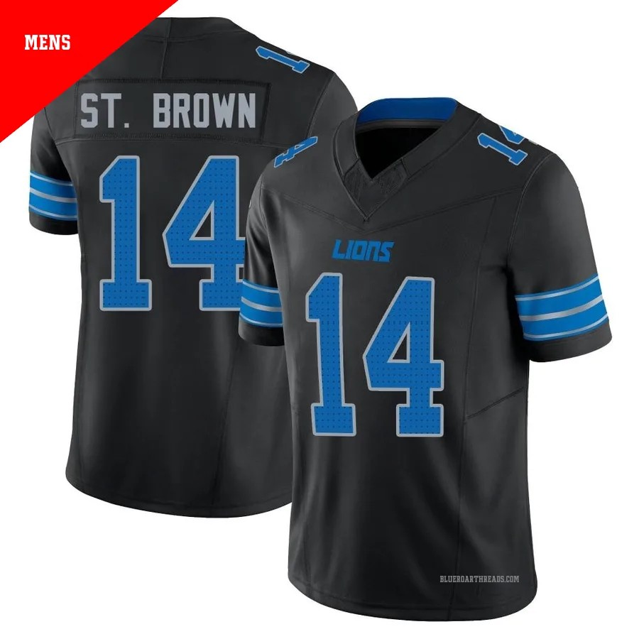 Men's Amon-Ra St. Brown ＃14 Detroit Lions Black Limited Alternate Vapor F.U.S.E. 2nd Jersey