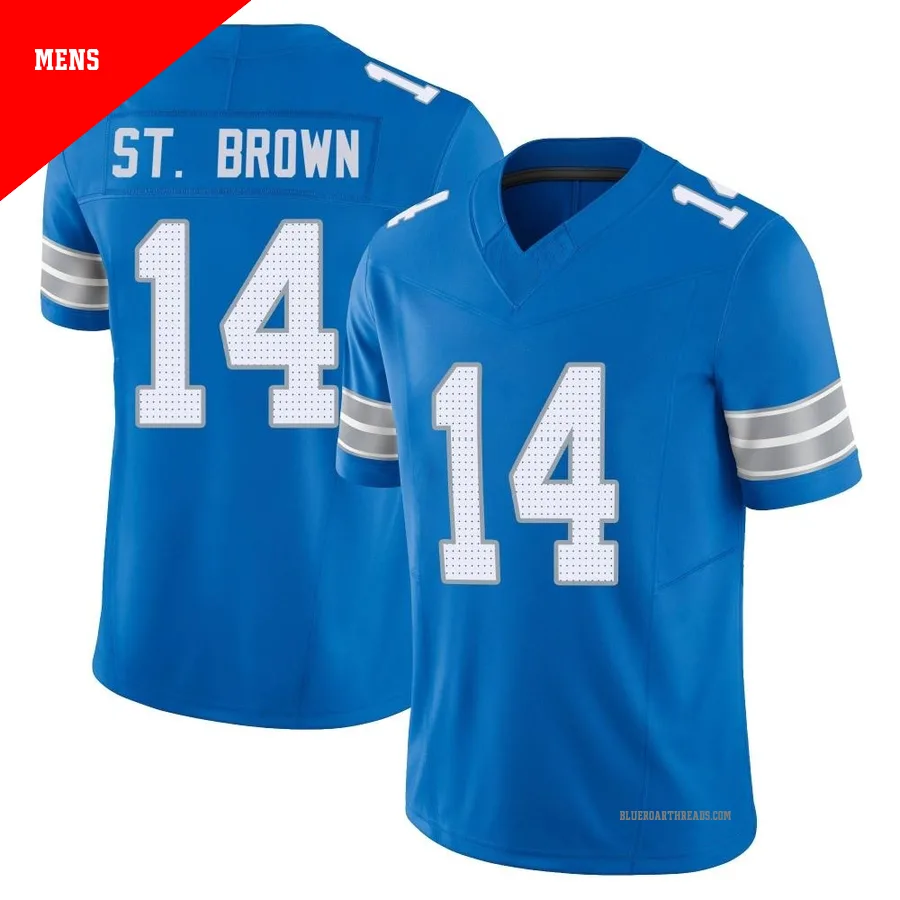 Men's Amon-Ra St. Brown ＃14 Detroit Lions Blue Limited Vapor F.U.S.E. 2nd Jersey