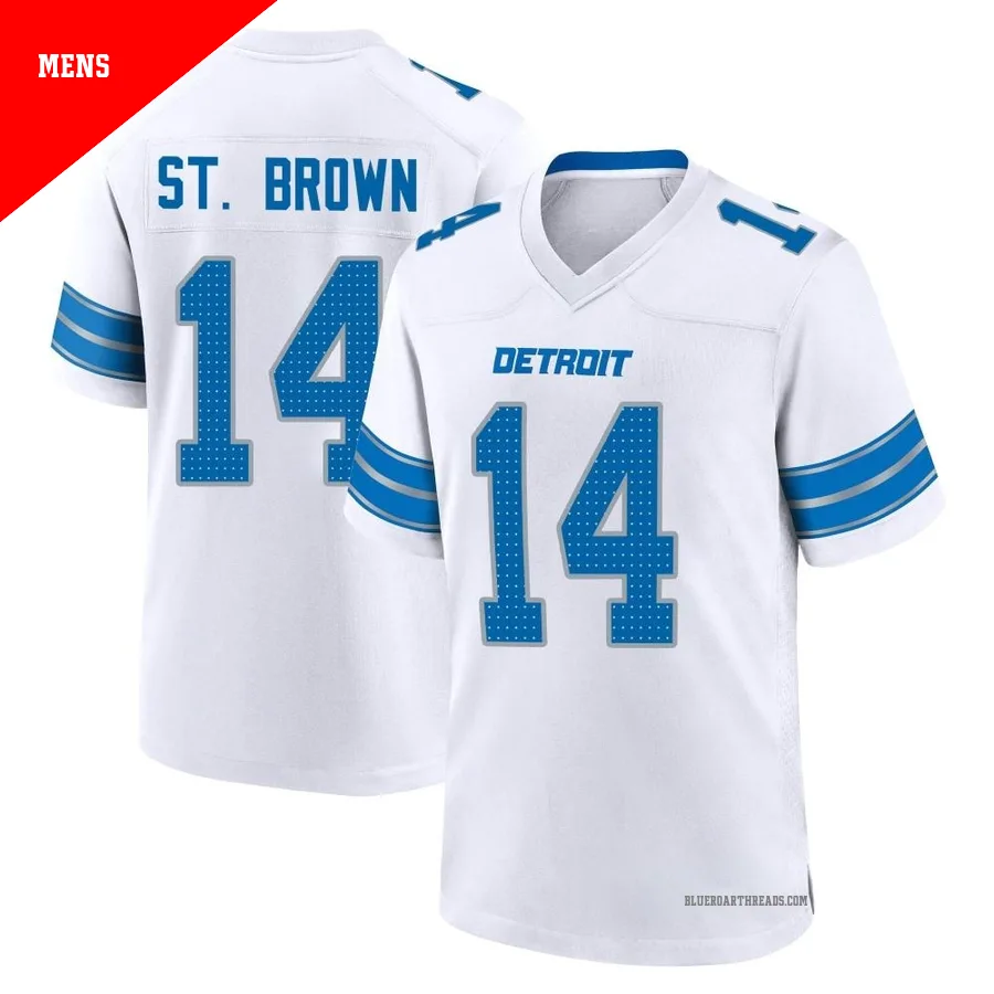 Men's Amon-Ra St. Brown ＃14 Detroit Lions White Game 2nd Jersey