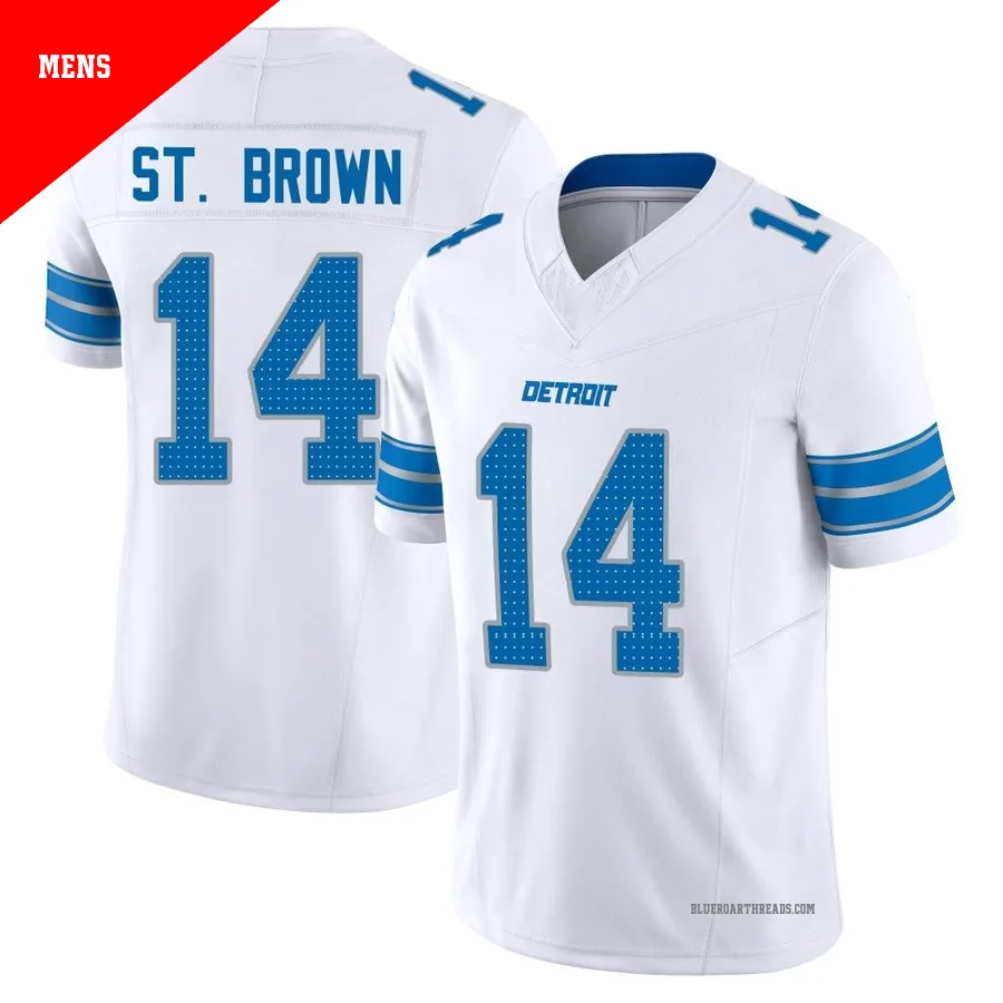 Men's Amon-Ra St. Brown ＃14 Detroit Lions White Limited Vapor F.U.S.E. 2nd Jersey