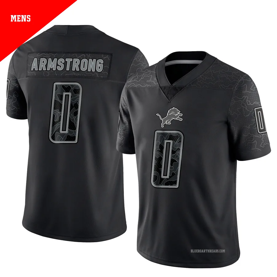 Men's Andrew Armstrong ＃0 Detroit Lions Black Limited Reflective Jersey