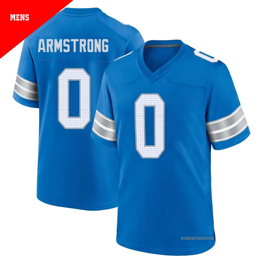 Men's Andrew Armstrong ＃0 Detroit Lions Blue Game 2nd Jersey
