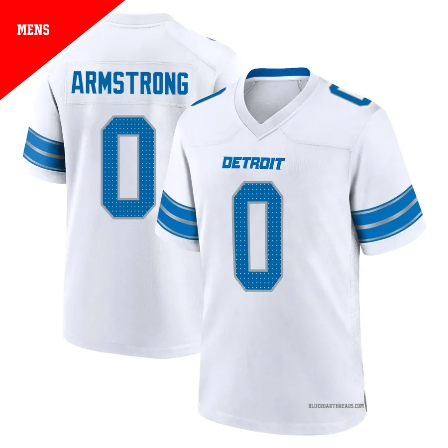 Men's Andrew Armstrong ＃0 Detroit Lions White Game 2nd Jersey