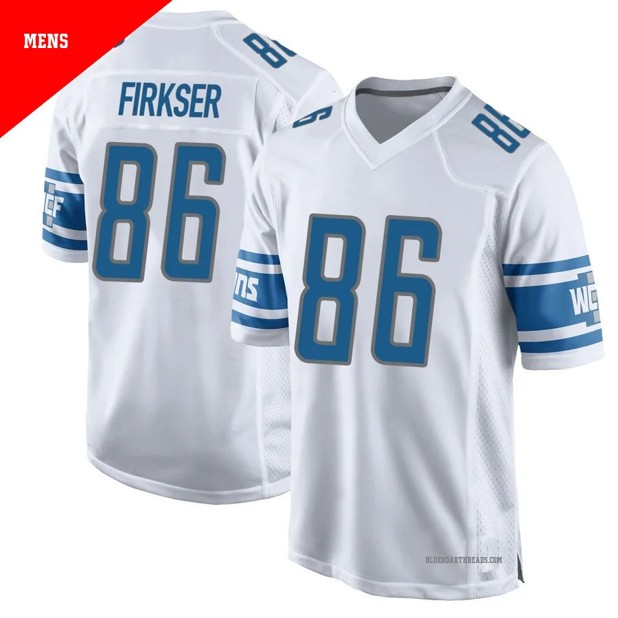 Men's Anthony Firkser ＃86 Detroit Lions White Game Jersey