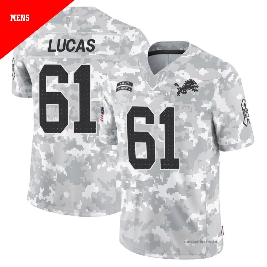 Men's Anthony Lucas ＃61 Detroit Lions Arctic Camo Limited 2024 Salute to Service Jersey