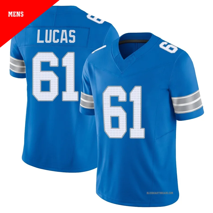 Men's Anthony Lucas ＃61 Detroit Lions Blue Limited Vapor F.U.S.E. 2nd Jersey