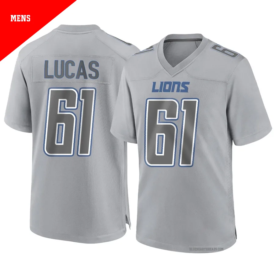 Men's Anthony Lucas ＃61 Detroit Lions Gray Game Atmosphere Fashion Jersey