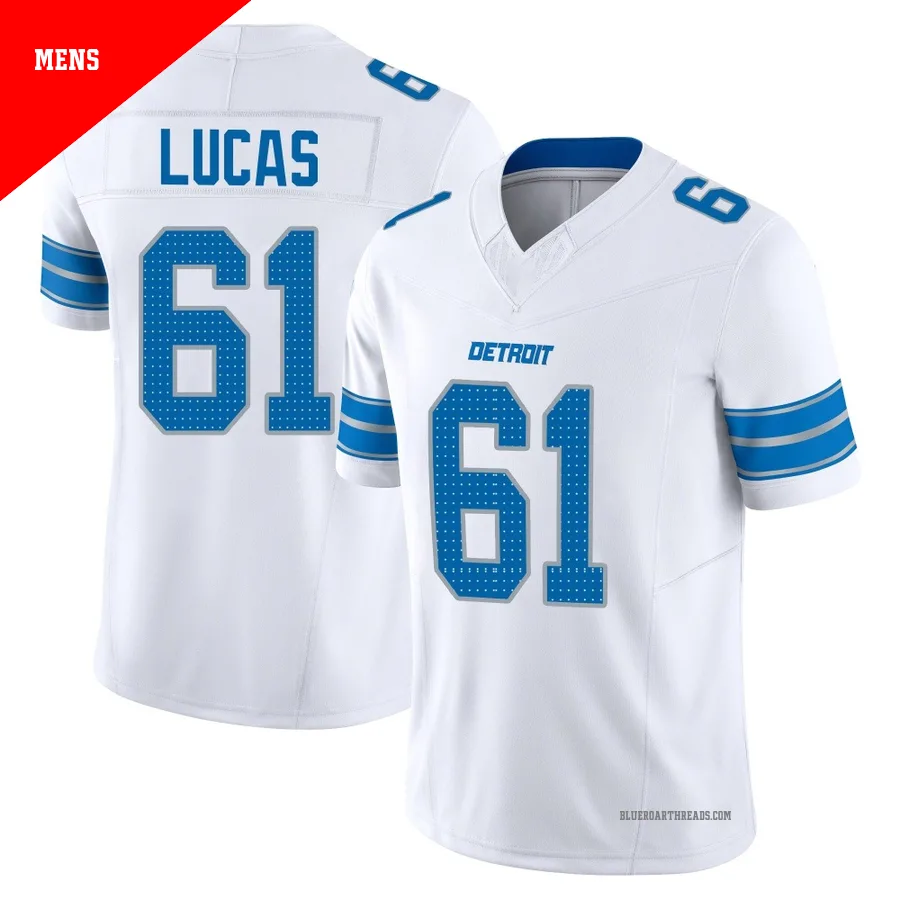 Men's Anthony Lucas ＃61 Detroit Lions White Limited Vapor F.U.S.E. 2nd Jersey