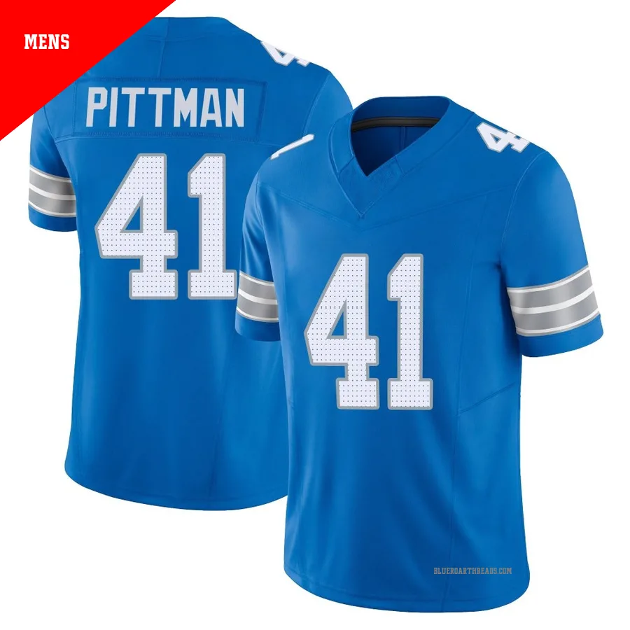 Men's Anthony Pittman ＃41 Detroit Lions Blue Limited Vapor F.U.S.E. 2nd Jersey
