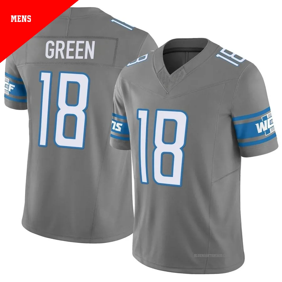 Men's Antoine Green ＃18 Detroit Lions Limited Silver Vapor F.U.S.E. Jersey