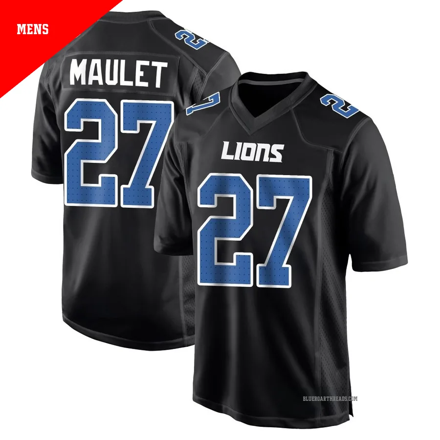 Men's Arthur Maulet ＃27 Detroit Lions Black Game Carbon Fashion Jersey
