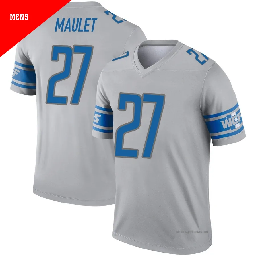 Men's Arthur Maulet ＃27 Detroit Lions Gray Legend Inverted Jersey