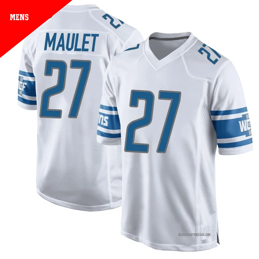 Men's Arthur Maulet ＃27 Detroit Lions White Game Jersey