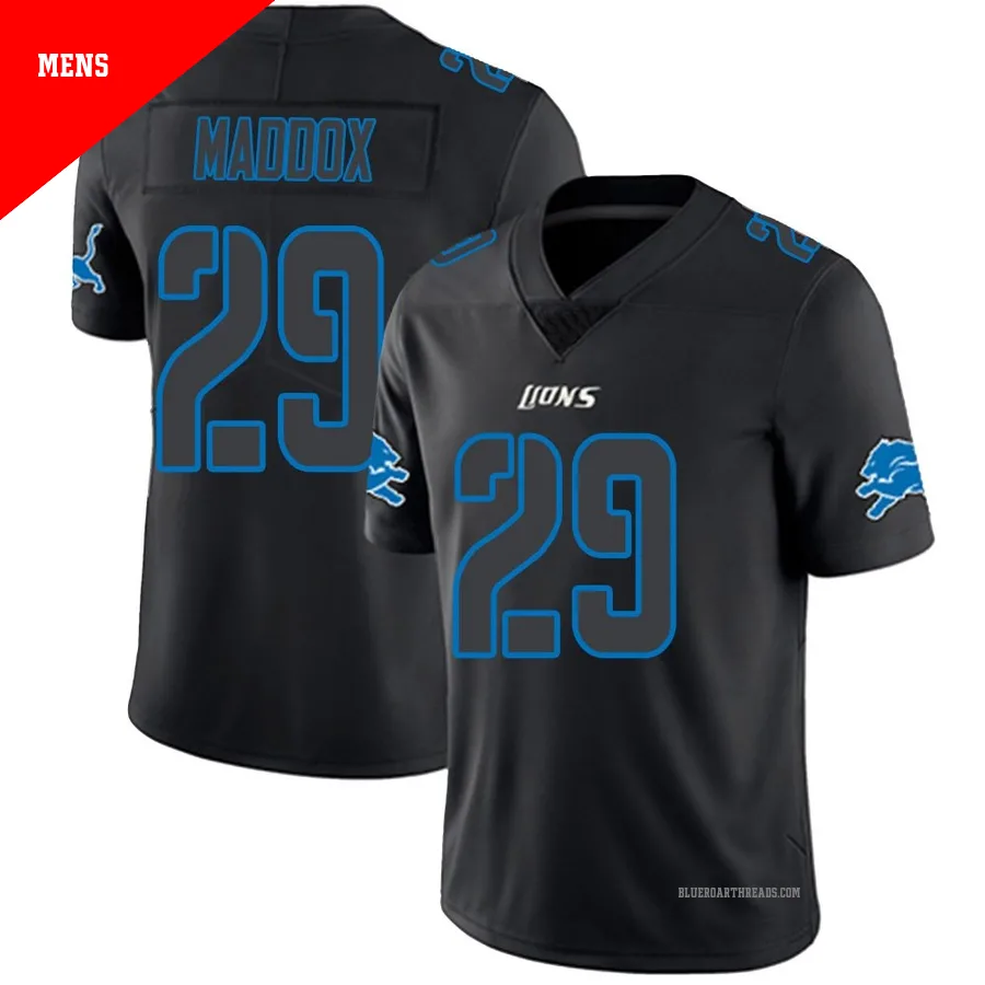 Men's Avonte Maddox ＃29 Detroit Lions Black Impact Limited Jersey