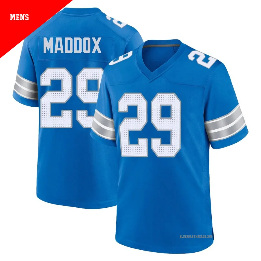 Men's Avonte Maddox ＃29 Detroit Lions Blue Game 2nd Jersey