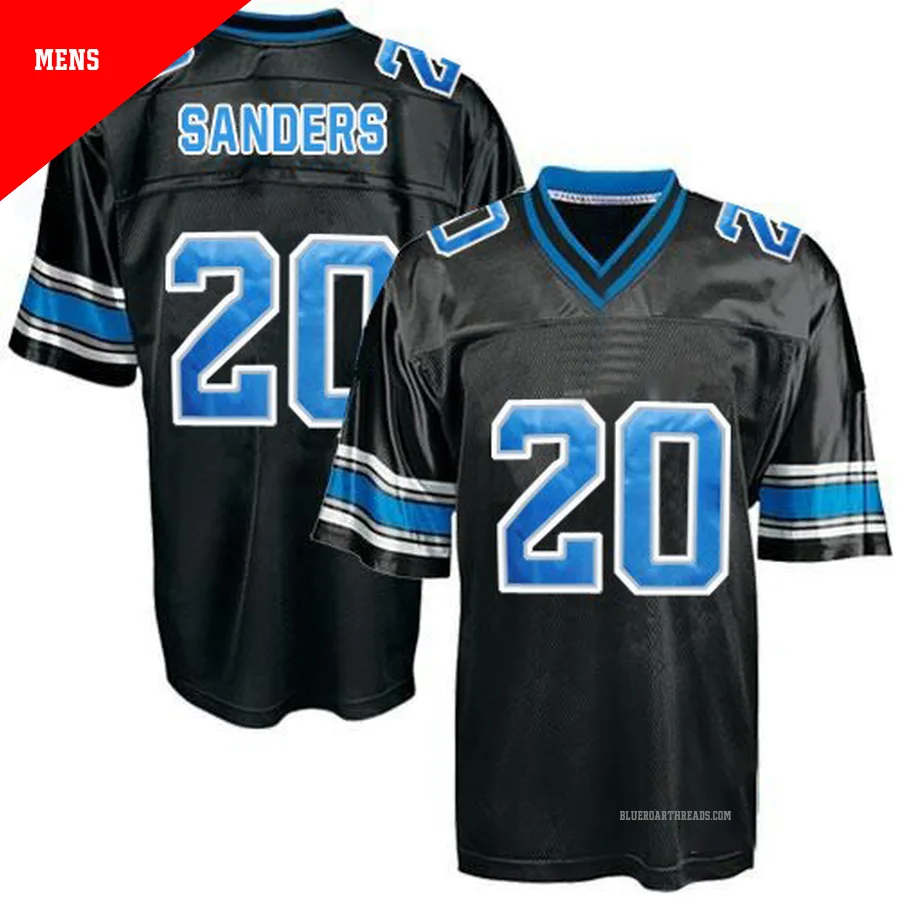 Men's Barry Sanders ＃20 Detroit Lions Black Authentic Mitchell And Ness Throwback Jersey