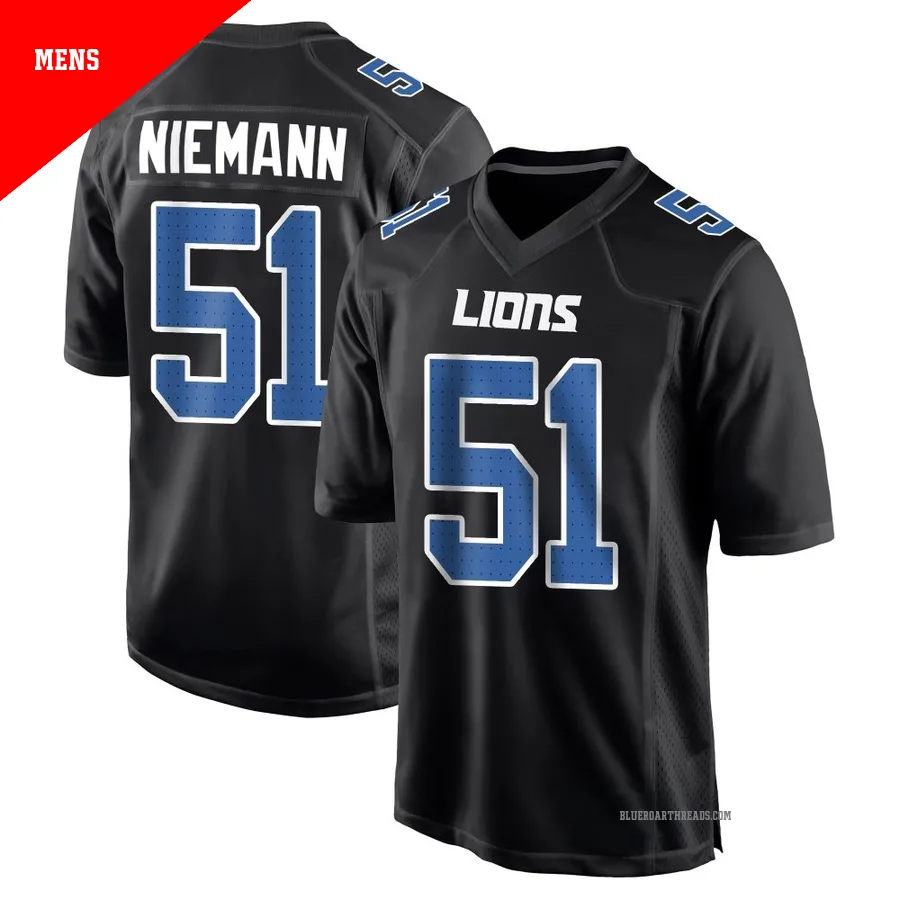Men's Ben Niemann ＃51 Detroit Lions Black Game Carbon Fashion Jersey