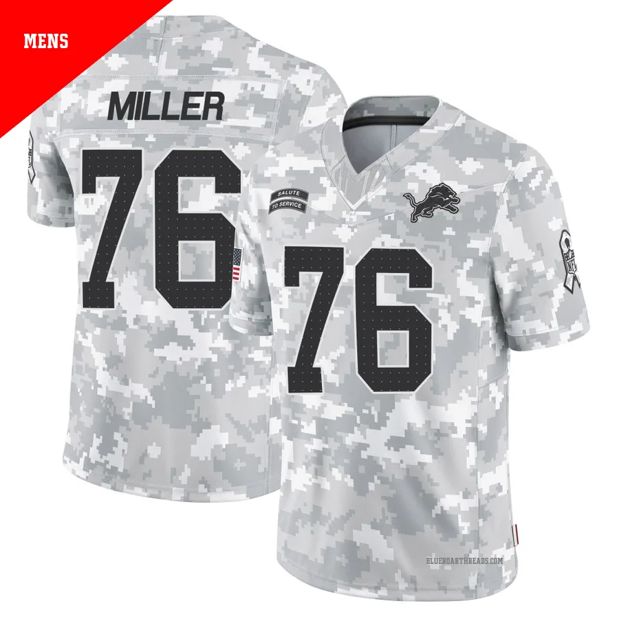 Men's Blake Miller ＃76 Detroit Lions Arctic Camo Limited 2024 Salute to Service Jersey