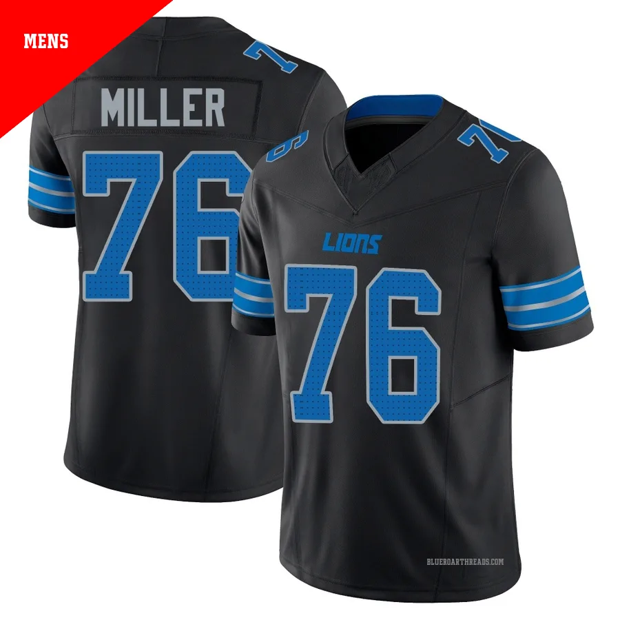 Men's Blake Miller ＃76 Detroit Lions Black Limited Alternate Vapor F.U.S.E. 2nd Jersey