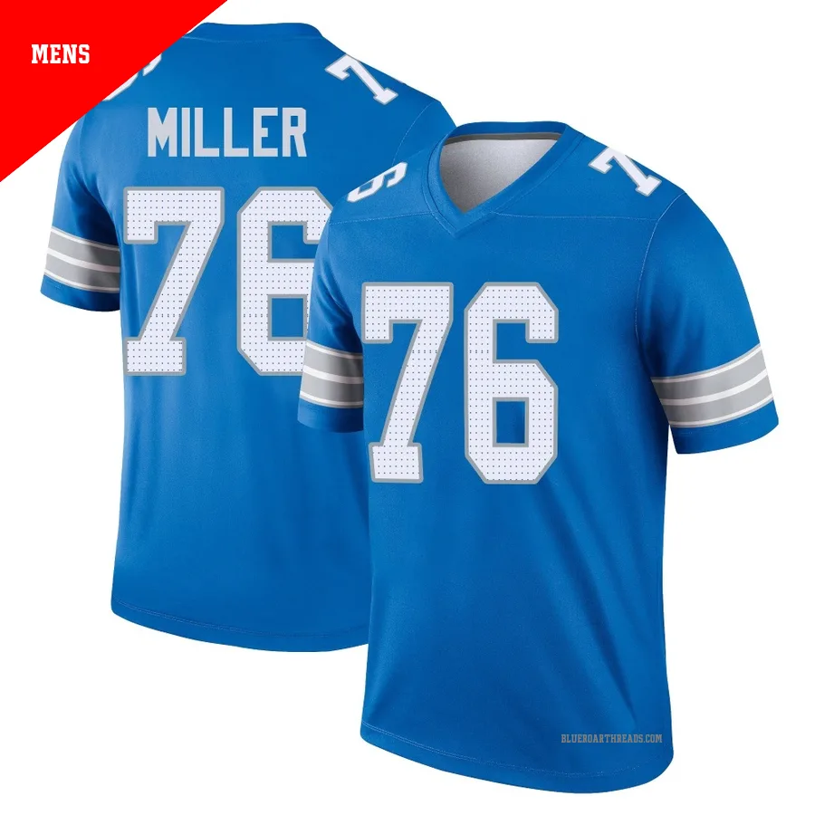 Men's Blake Miller ＃76 Detroit Lions Blue Legend 2nd Jersey