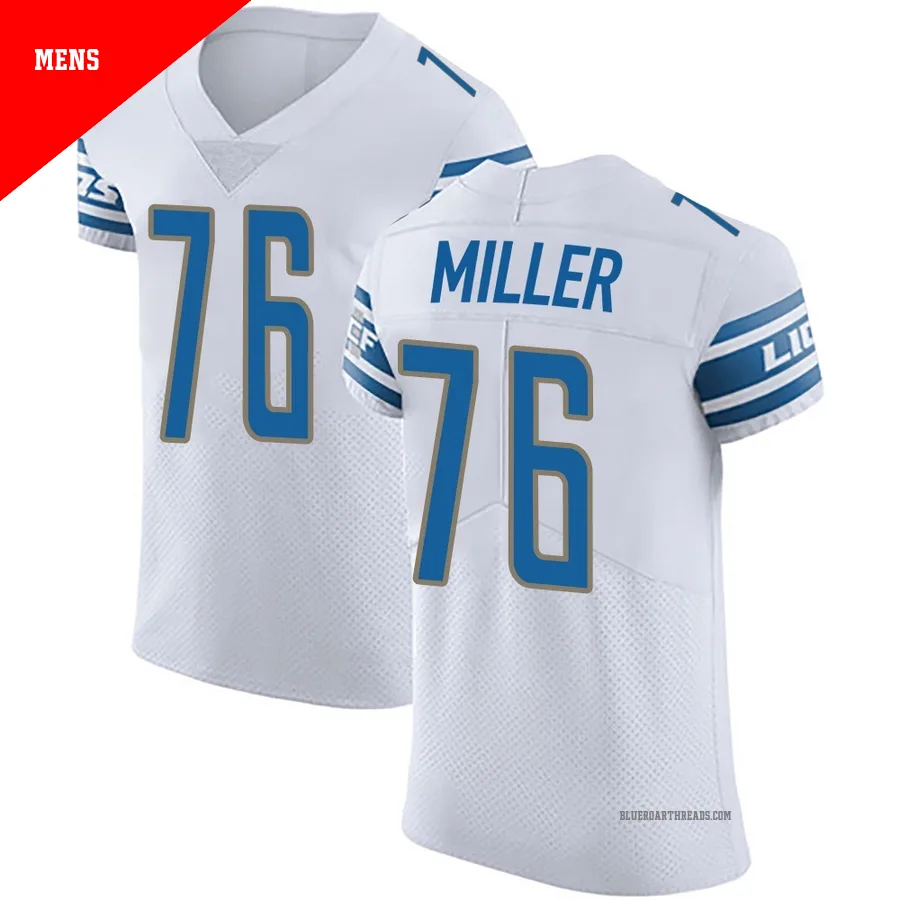 Men's Blake Miller ＃76 Detroit Lions White Elite Vapor Untouchable Jersey