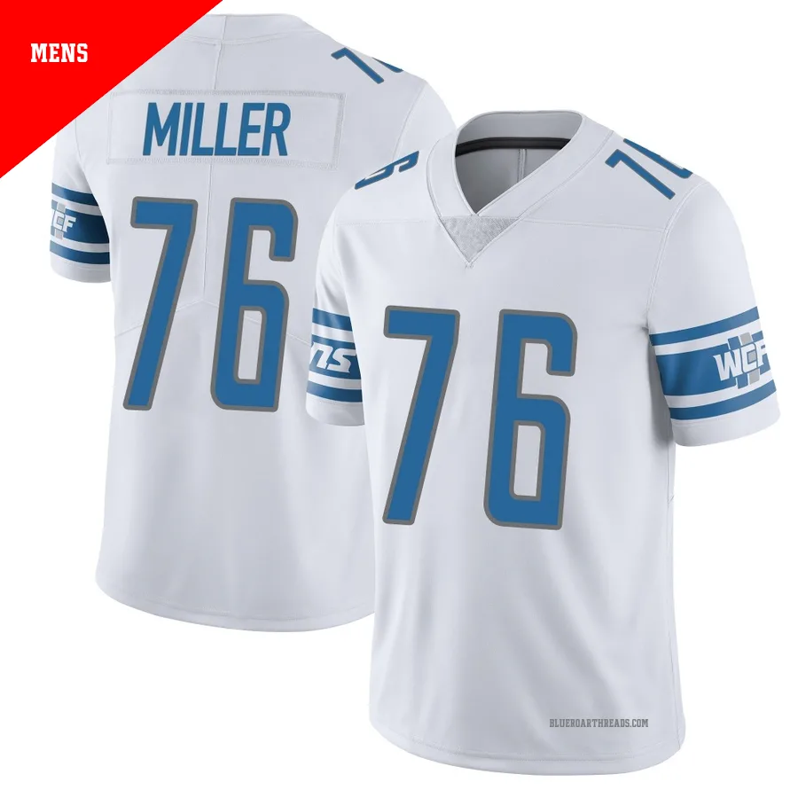 Men's Blake Miller ＃76 Detroit Lions White Limited Vapor Untouchable Jersey