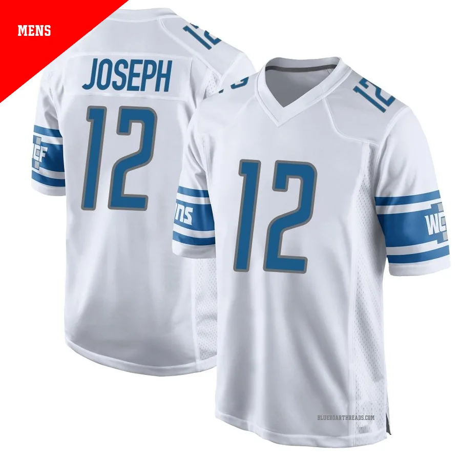 Men's Brandon Joseph ＃12 Detroit Lions White Game Jersey