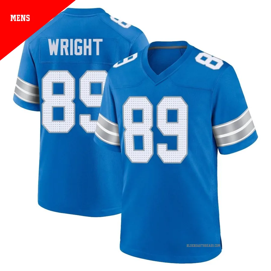 Men's Brock Wright ＃89 Detroit Lions Blue Game 2nd Jersey