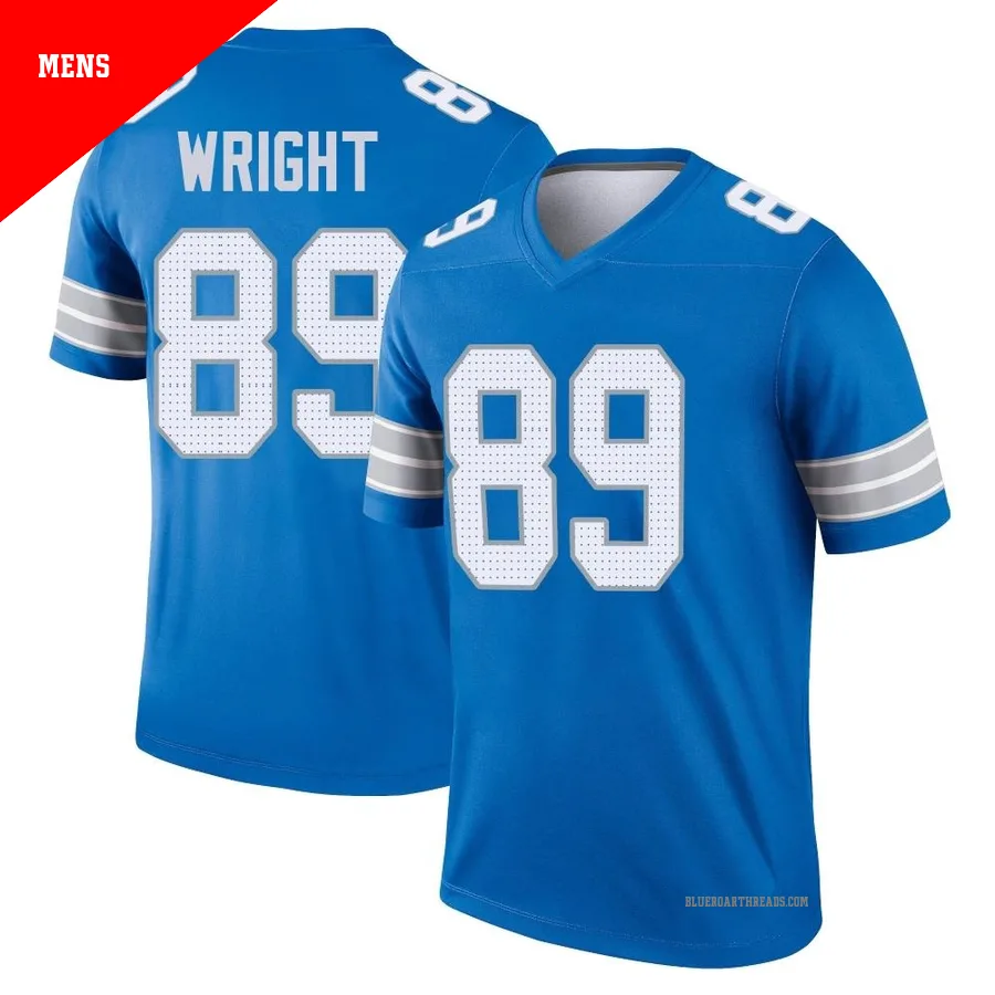 Men's Brock Wright ＃89 Detroit Lions Blue Legend 2nd Jersey