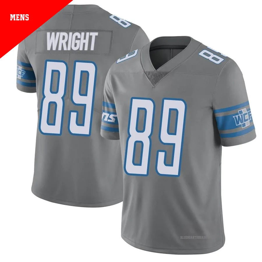 Men's Brock Wright ＃89 Detroit Lions Limited Color Rush Steel Vapor Untouchable Jersey