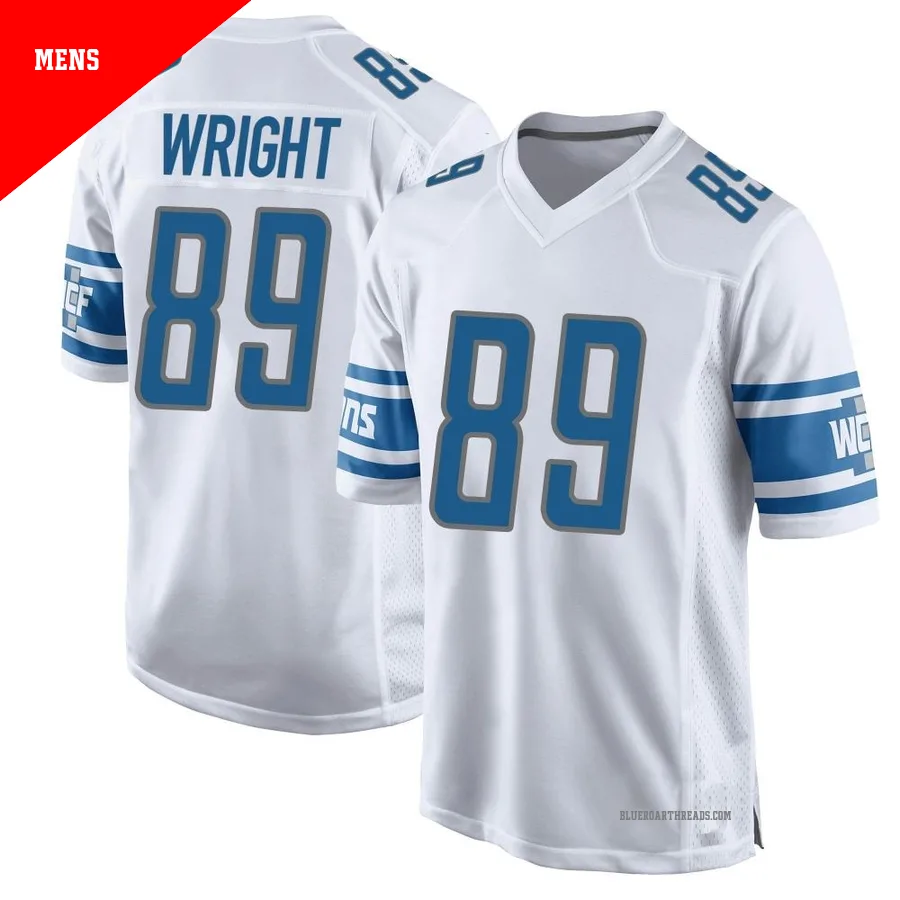 Men's Brock Wright ＃89 Detroit Lions White Game Jersey