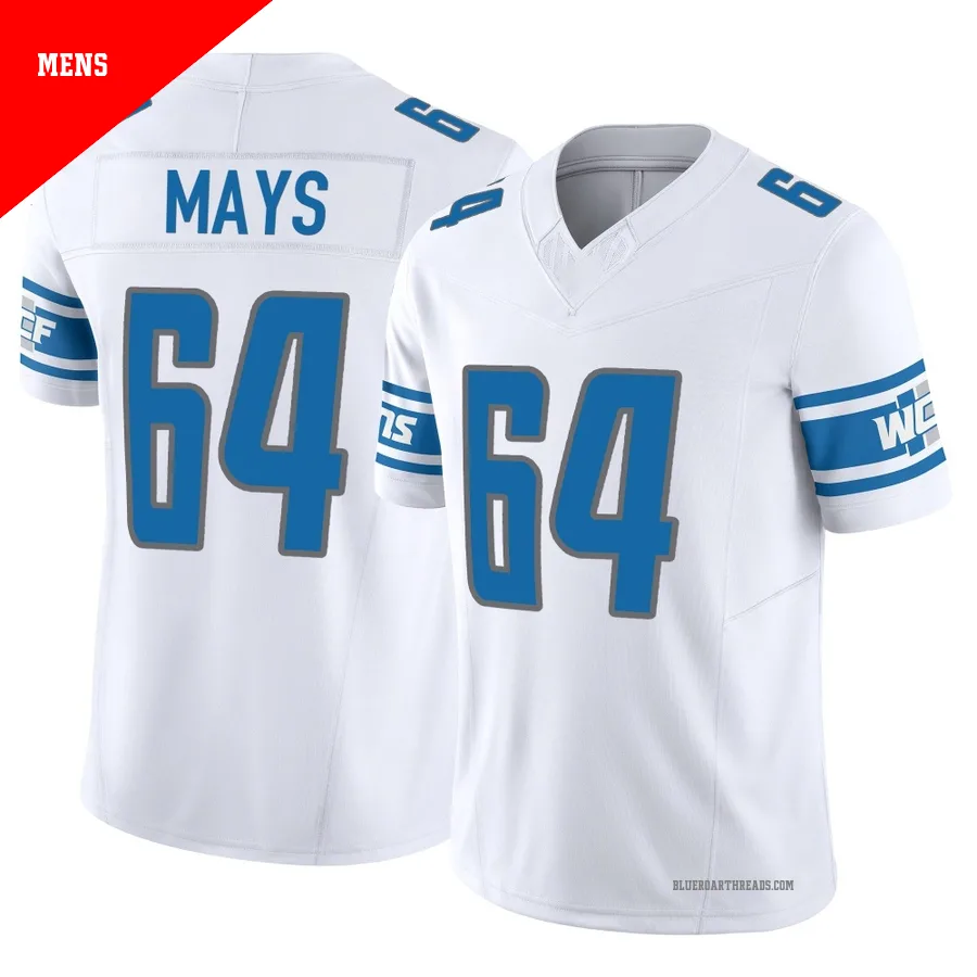 Men's Cade Mays ＃64 Detroit Lions White Limited Vapor F.U.S.E. Jersey
