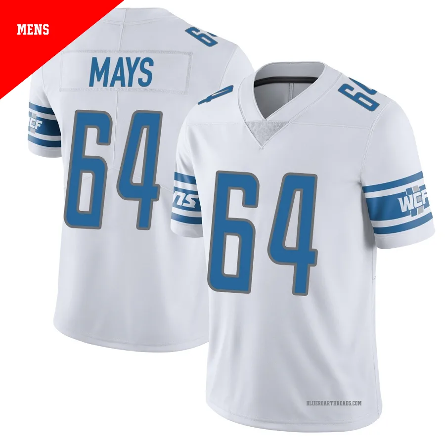 Men's Cade Mays ＃64 Detroit Lions White Limited Vapor Untouchable Jersey