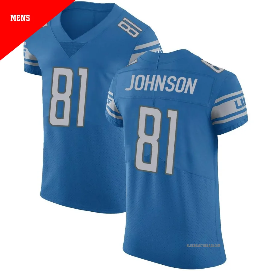 Men's Calvin Johnson ＃81 Detroit Lions Blue Elite Team Color Vapor Untouchable Jersey