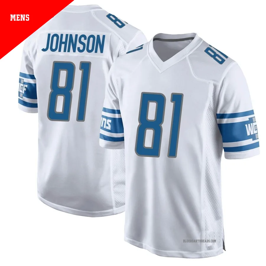 Men's Calvin Johnson ＃81 Detroit Lions White Game Jersey