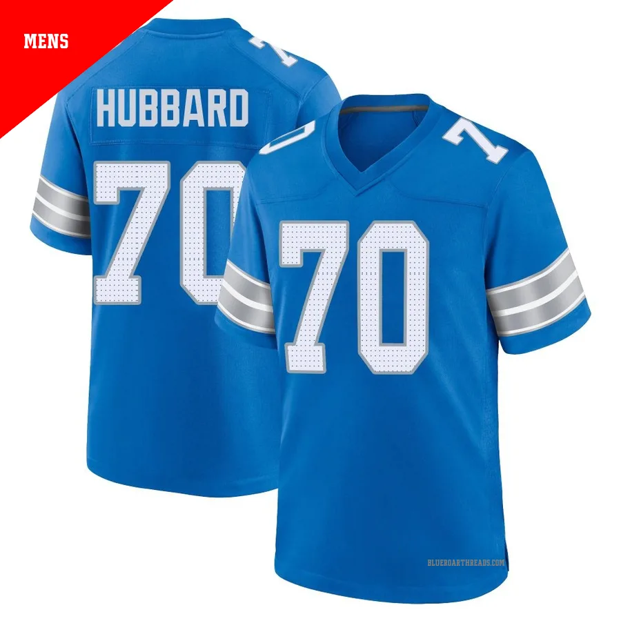 Men's Chris Hubbard ＃70 Detroit Lions Blue Game 2nd Jersey
