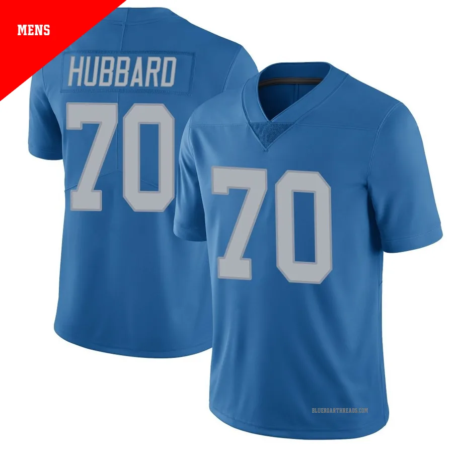 Men's Chris Hubbard ＃70 Detroit Lions Blue Limited Throwback Vapor Untouchable Jersey